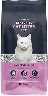 by Amazon Arenero Prémium de Bentonita con Aroma a Talco para Gatos, 10L (Paquete de 1) (Anteriormente Marca Lifelong, Mismo Producto)