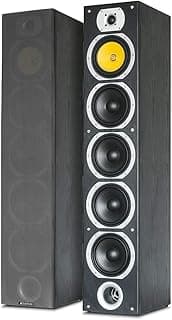 Fenton SHFT57b Pareja de columnas de Altavoces de Suelo, HiFi, 4 woofers de 6.5", Potencia máxima de 600W continuos, 4 vías, Sonido Envolvente, Cine en casa, Alta fidelidad estéreo - Color Negro