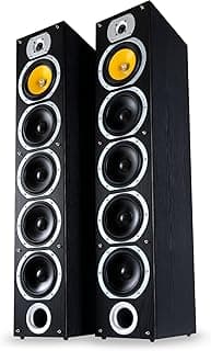 Bennett & Ross Exosphere Pareja De Altavoces De Pie HiFi De 3 Vías (200W RMS, 6,5" Subwoofer, 6,5" Woofers, 3X 6,5" Midrange, 1" Tweeter, Construcción Bassreflex, Veteado En Madera) Negro