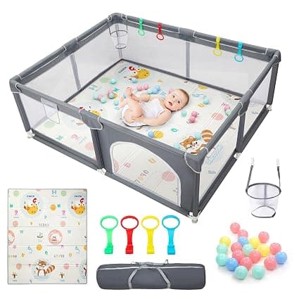 CHOLY Laufstall 150 × 180 cm mit Spielmatte