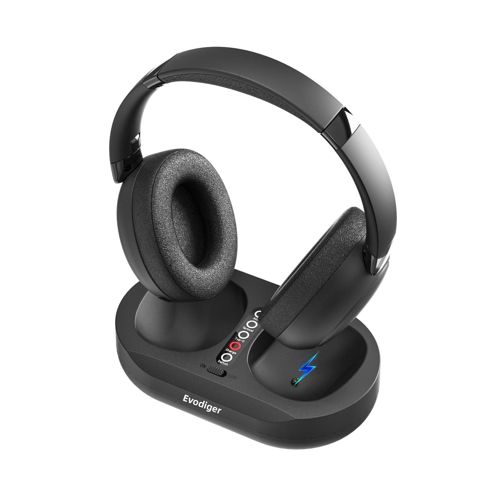 Casque TV sans fil pour seniors avec base de charge