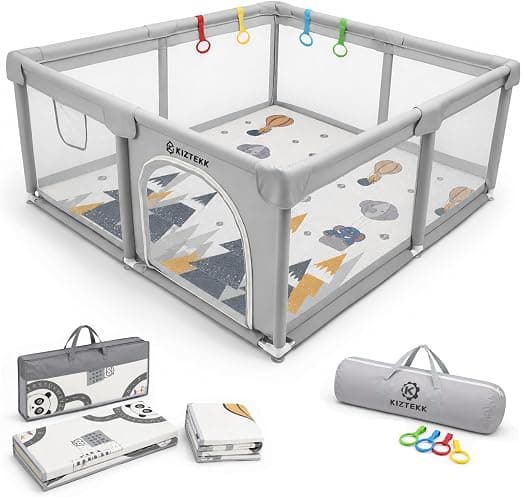 KIZTEKK Parc bébé 150 × 150 cm avec tapis