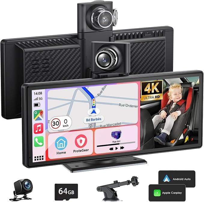 9,26-inch draadloos CarPlay-scherm met 4K-dashcam